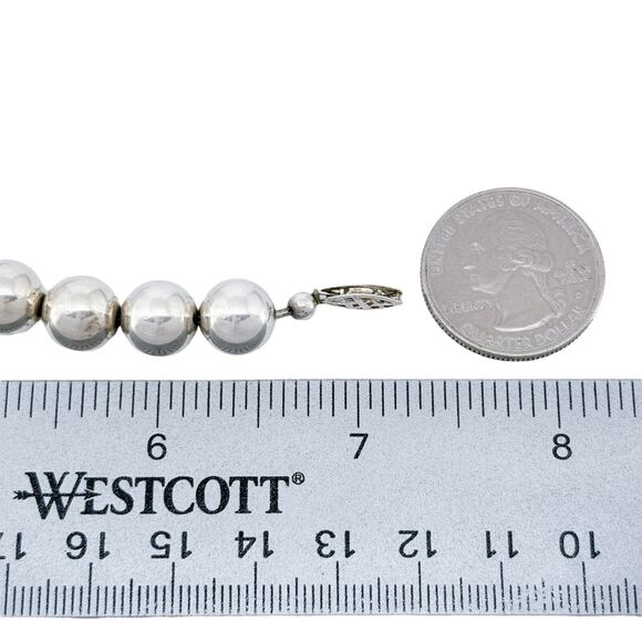 Vintage Sterling Silver 925 10mm Bead Bracelet 7.25" - Picture 7 of 7